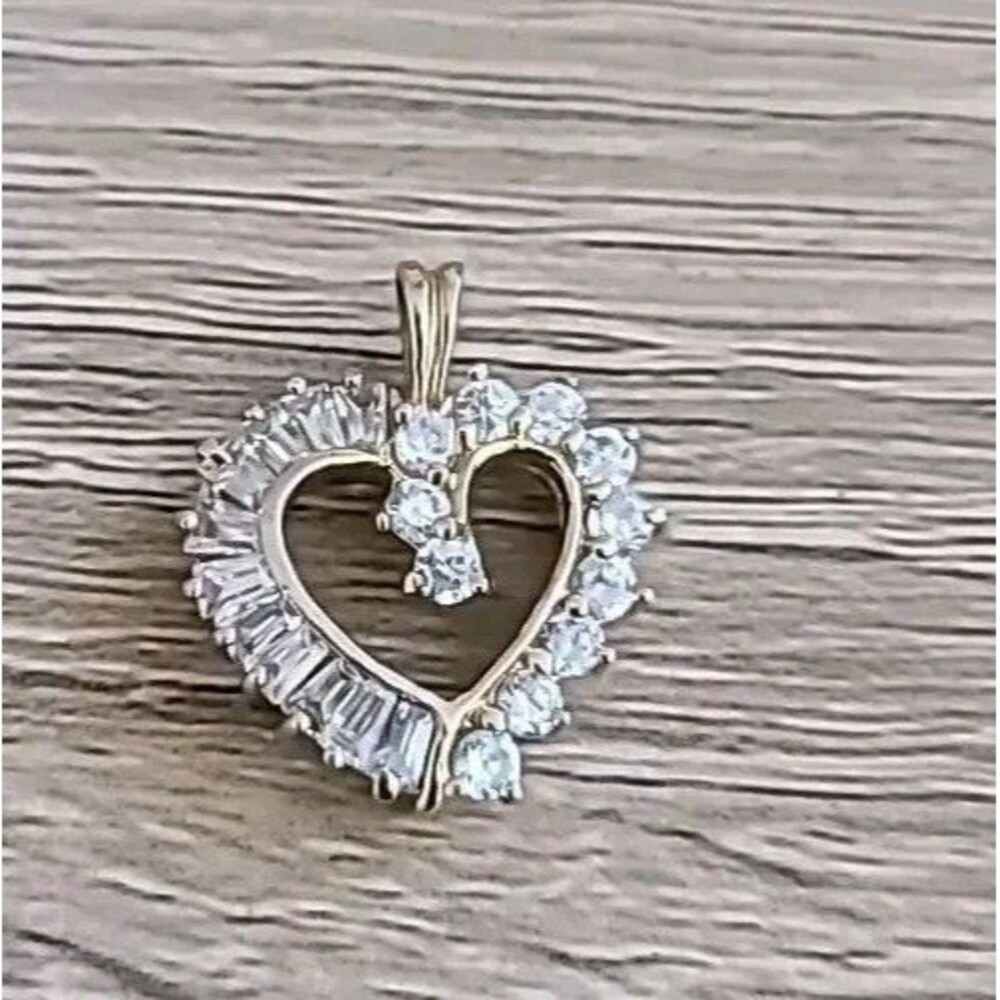 Heart Pendant Sparkly CZ* Gold Over Sterling Silver 925 *JJT Italy